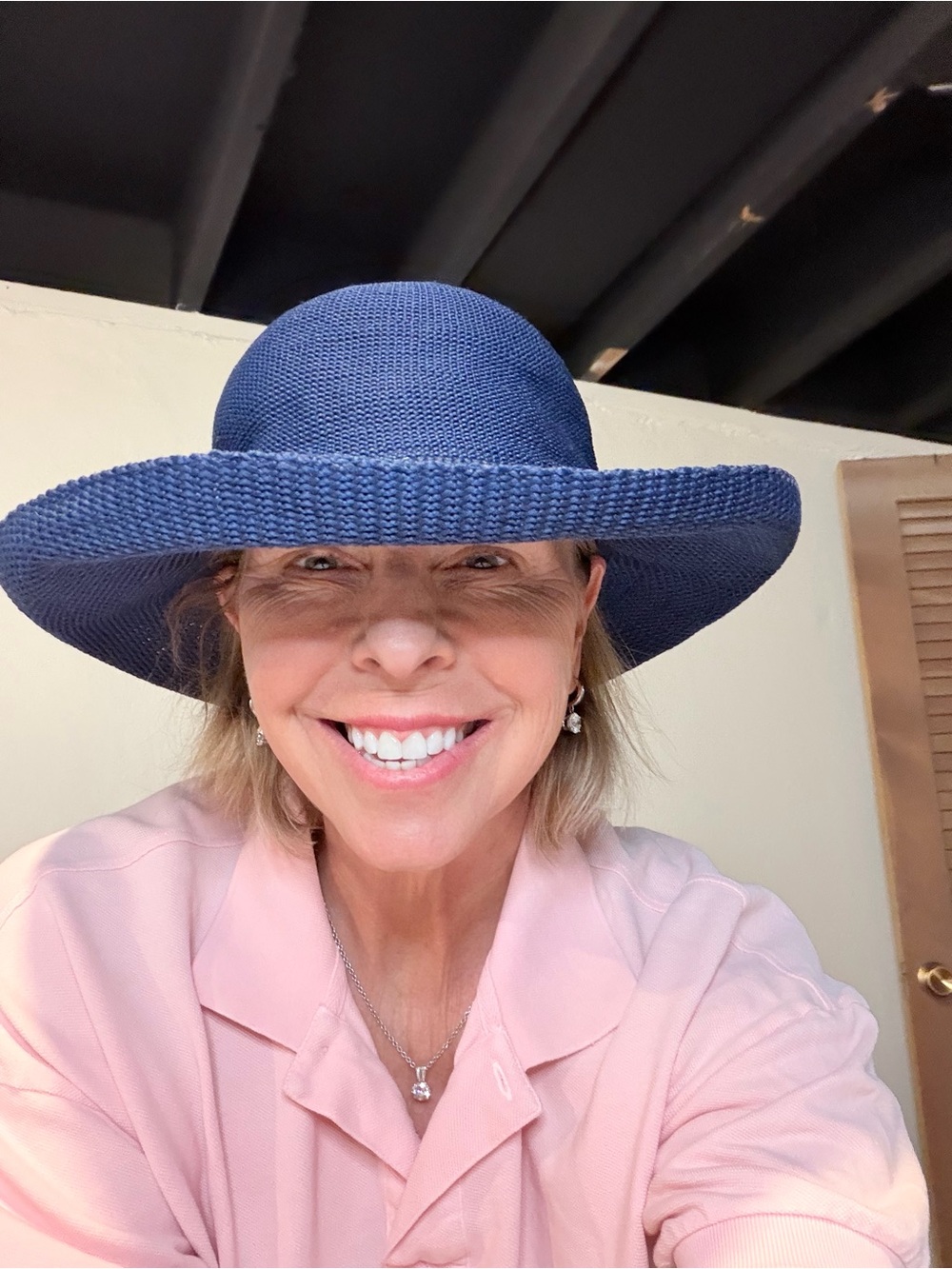 Navy Wide-Brim Knit Sun Hat - Picture 2 of 4